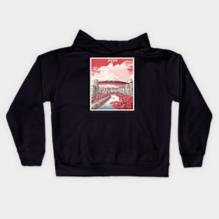 Hiroshima Japan Cherry Blossom Vintage Tourism Travel Poster Kids Hoodie